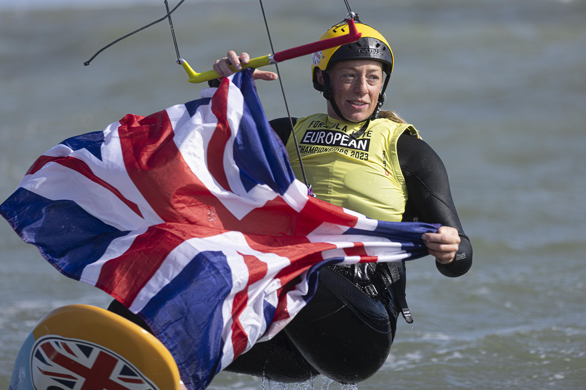 Ellie Aldridge winning the 2023 Formula Kite European Championship. © Lloyd Images