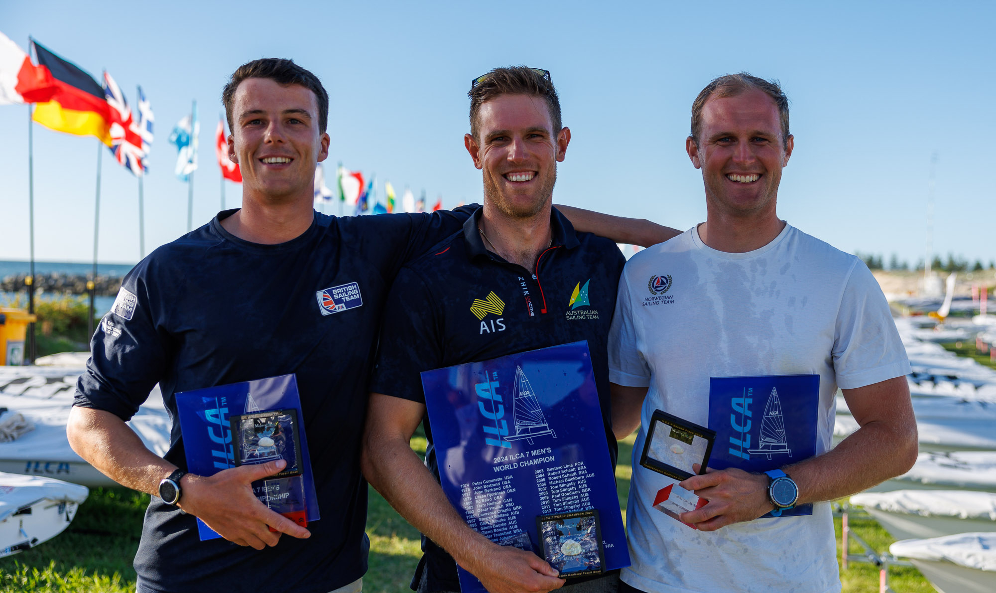 Micky Beckett (left) with Matt Wearn and Hermann Tomasgaard. © Down Under Sail