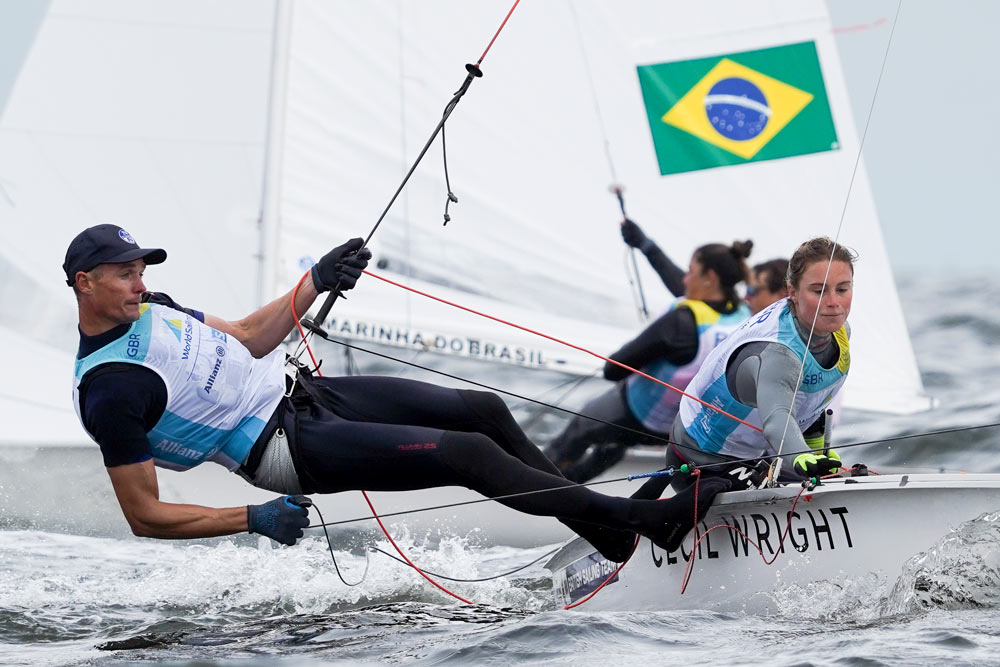 Chris competing with his partner in an international race on the open water