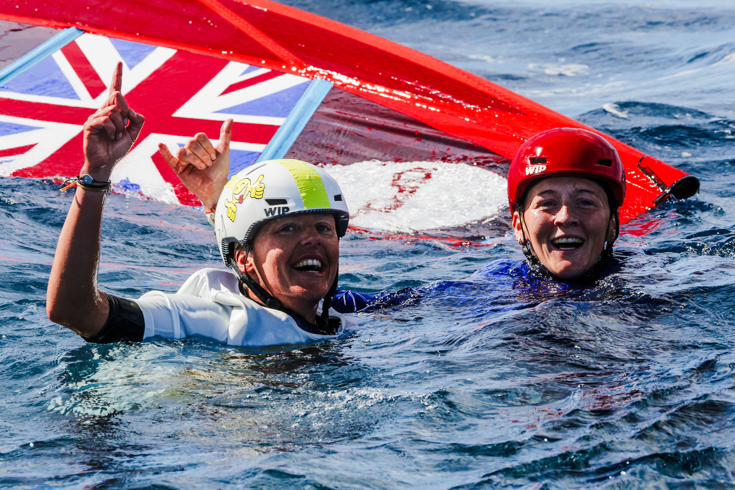 Emma Wilson and Islay Watson won gold and bronze respectively at the iQFOiL Games Lanzarote. ©Sailing Energy