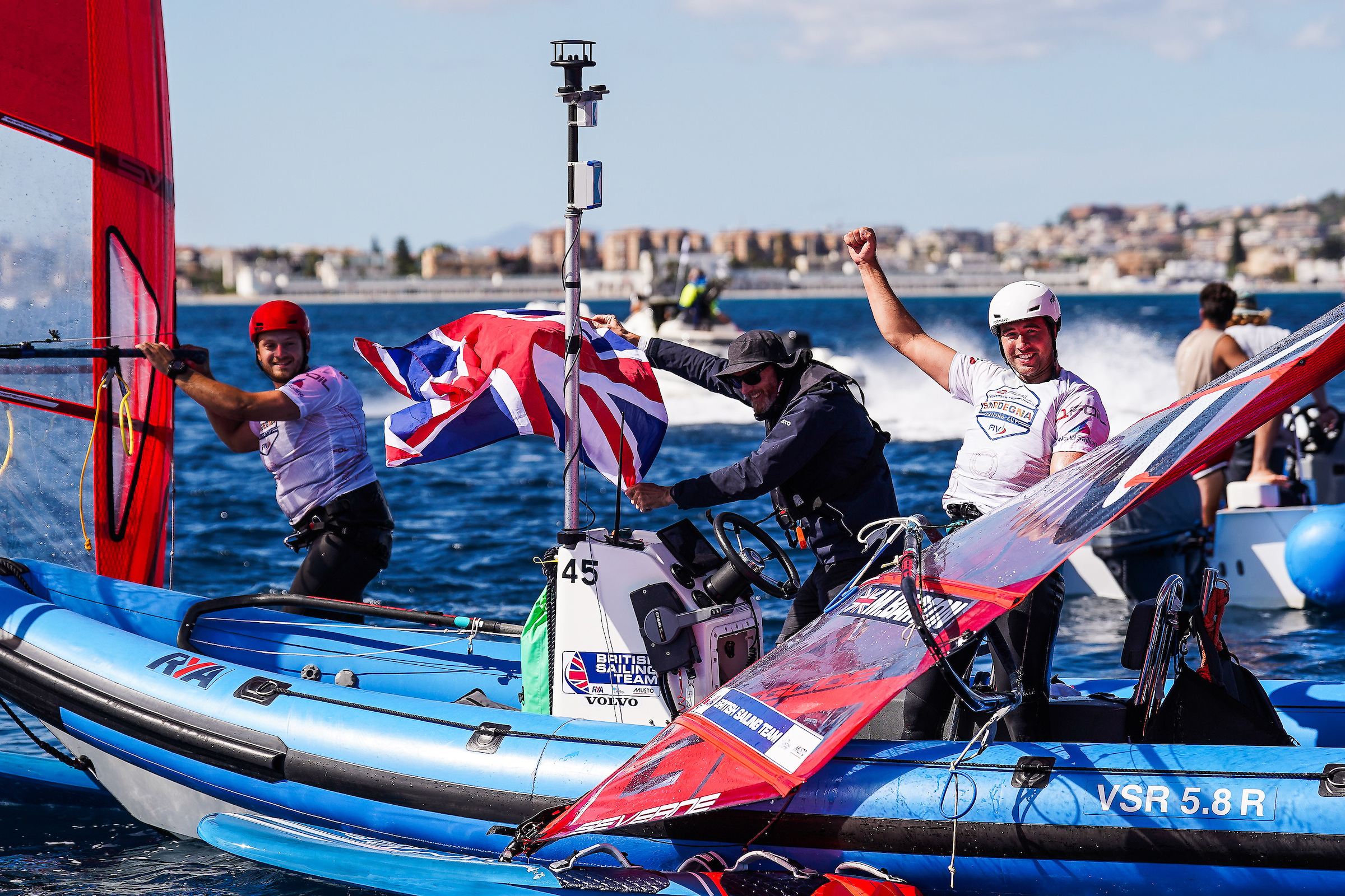 Brown (left) and Barton took silver and bronze medals. © Sailing Energy